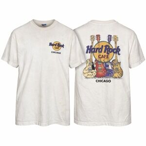 Vintage 90s Hard Rock Cafe Chicago T-Shirt Tee Medium Souvenir Guitar Travel